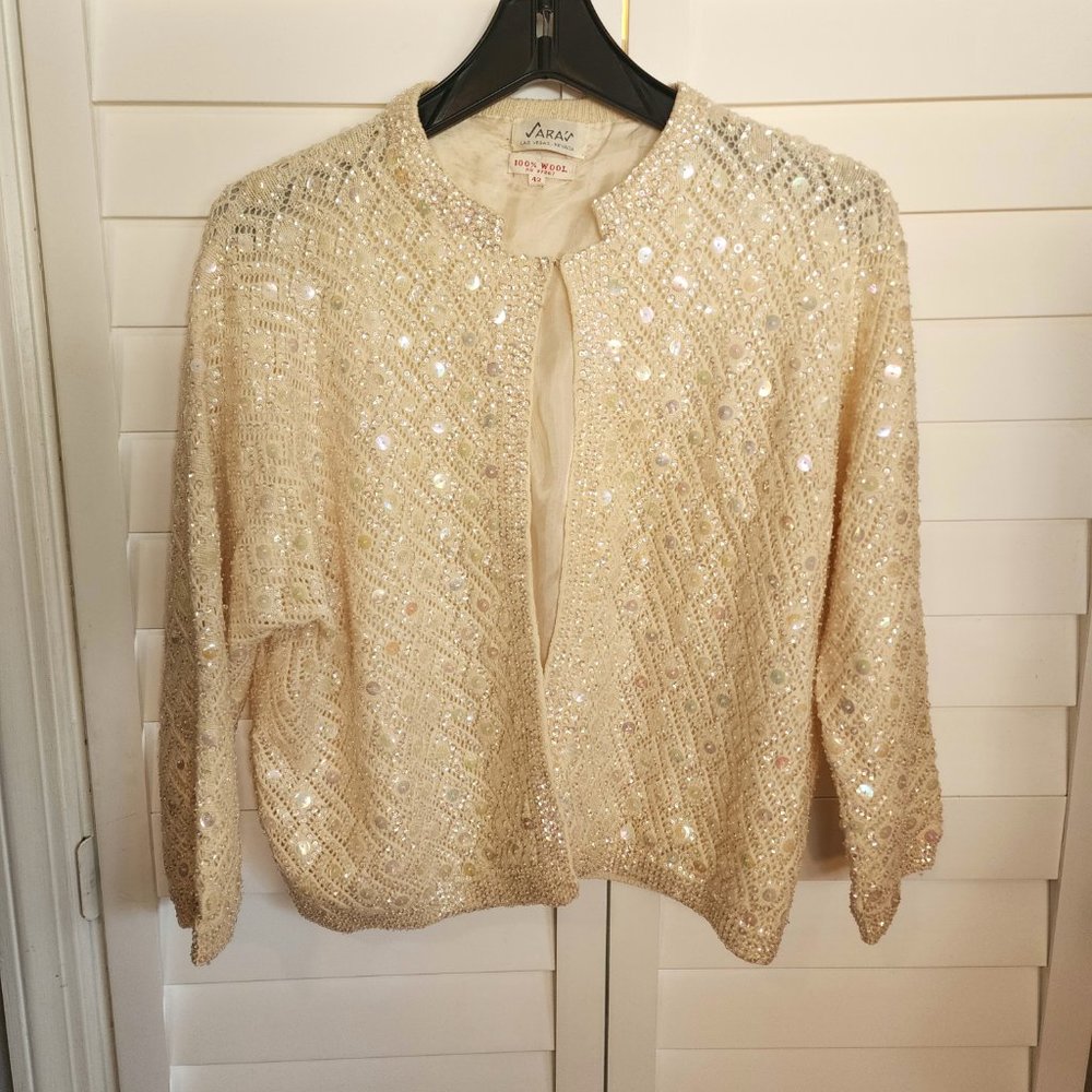 Vintage 50's 60's Sequined Sweater Sara's Las Vegas